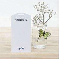 White and Navy Eco Chic Birds Design Table PlanTags 1-16