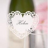 White Vintage Romance Laser Cut Glass Placecard Pack