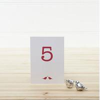White and Red Eco Chic Birds Design Table Numbers 1-15
