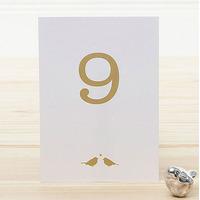white and gold eco chic birds design table numbers 1 15