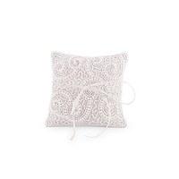 White Beaded Miniature Wedding Ring Cushion - White