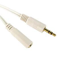 White 3.5mm Male Jack Plug to Female Socket Cable 1m
