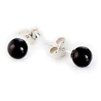 whitby jet round ball stud earrings