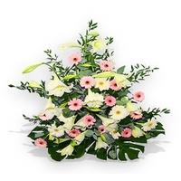 White and Pink Flower Sympathy Basket