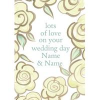 white roses | personalised wedding card