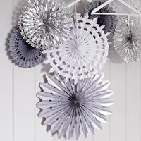 White and Silver Snow Flake Fans