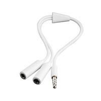 white 3 pos 35mm headphone splitter jack cable for iphone ipad mp4 mp3