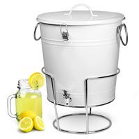 white enamel bucket drinks dispenser with stand 175ltr