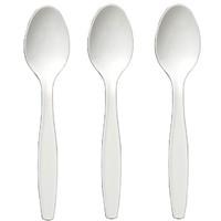 white plastic party spoons