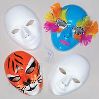 White Plastic Face Masks (Pack of 6)