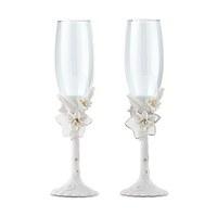 White Tiger Lilies Wedding Champagne Glasses