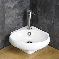 white ceramic space saving cesena corner hand basin