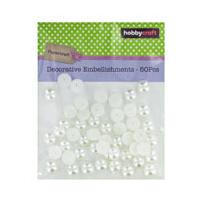 White Round Pearl Embellishments 50 Pack