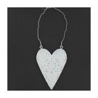 White Metal Heart Decoration 7.5 x 11 cm