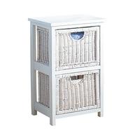 White Faux Wicker Storage Unit, 2-drawer