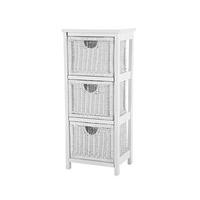 White Faux Wicker Storage Unit, 3-drawer