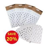 White Silver Hearts Wedding Favour Bags Bundle 30 Pack