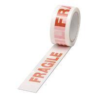 WhiteRed Polypropylene Fragile Printed Tape 50mmx66m Pack of 6 PPP-C