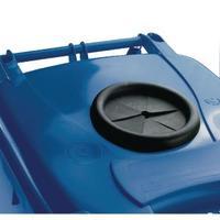 wheelie bin 240l with bottle bank aperture and lid lock blue 377866