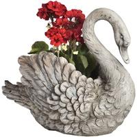 White Resin Swan Planter