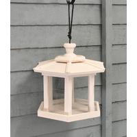 white wooden hexagonal conservatory hanging bird seed feeder by kingfi ...