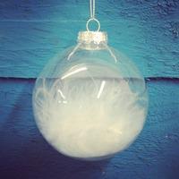 white feather clear glass christmas bauble 8cm by premier