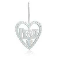 White Peace In Heart Shape Tree Decoration