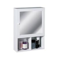 white wood cabinet with mirror