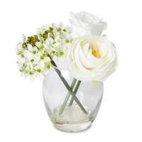 White Hydrangea & Rose Artificial Floral Arrangement