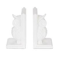 White Matt Owl Ceramic Book Ends