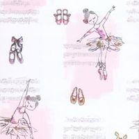 White & Pink Ballerina Glitter Effect Wallpaper