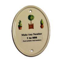 White Ceramic Oval House Number