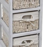 White Wooden Storage Rack 3 Weaving Baskets