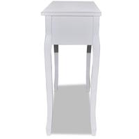 white dressing console table with three drawers