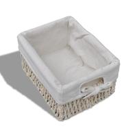 White Wooden Storage Rack 4 Weaving Baskets