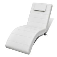 white artificial leather chaise longue with pillow