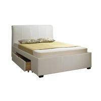 white amadora faux leather drawer bed superking