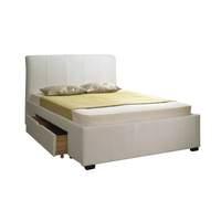 white amadora faux leather drawer bed double