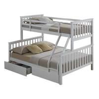 white triple sleeper with underbed drawers