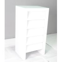 White Mirrored Tallboy - 5 Drawer