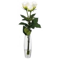 White Rose Trio in Glass Vase