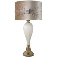 White Pearl Classical Table Lamp with Gold Velvet Shade
