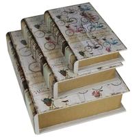 White and Multicolored Bicycle Book Boxes (Set of 3)