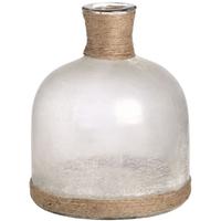 white frosted glass domed vase with natural rope