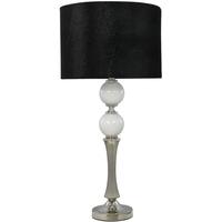 White Pearl Table Lamp with Black Faux Snakeskin Shade