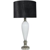 White Pearl Classical Table Lamp with Black Snakeskin Shade