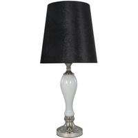 White Pearl Glass Classic Table Lamp with Black Snakeskin Shade