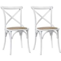 white wooden x dining chair pair