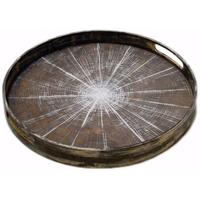 White Slice Small Round Driftwood Tray