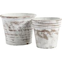 White Large Garden Pots with 2 Section (Set of 2)